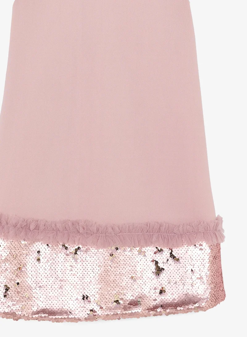 Little Golden Apple Little Cut Sleeve With Sequin Dress